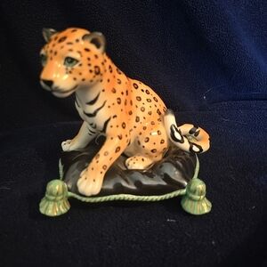 Lynn Chase Leopard Figurine on Cushion